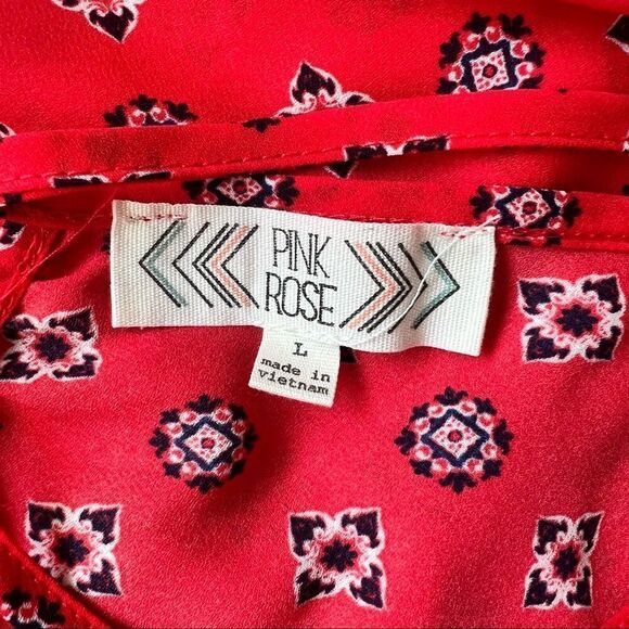 PINK Rose Red Patterned Tank Top Size Large - Picture 5 of 6